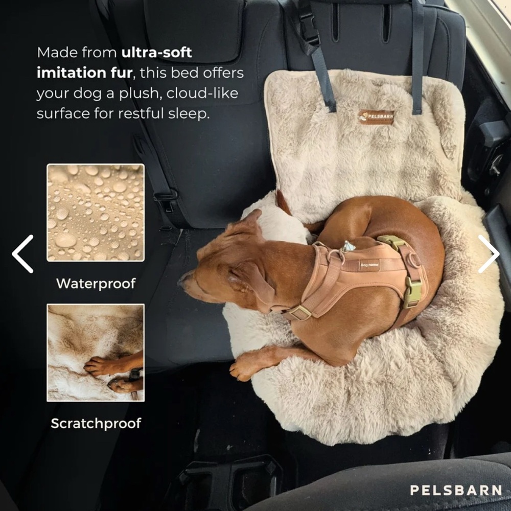 New Pelsbarn Protecting Dog Car Seat with Belt, Beige, Medium - Picture 2 of 12
